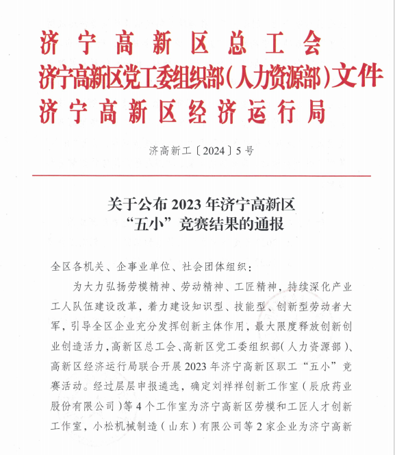  Китайская угольная группа также получила почетное звание « Полное инновационное предприятие Цзининской высокотехнологичной зоны 2023 года» 